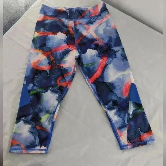 Adidas Colorful Printed Pull On Capri Leggings Girls Size XL 14-16 - Picture 1 of 8